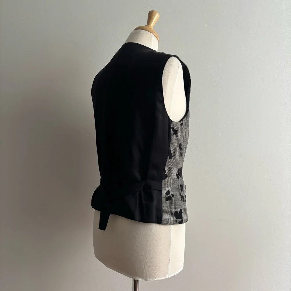 Vintage 90s ESCADA Silk and Wool Houndstooth Check Vest Waistcoat 38 - Picture 5 of 11